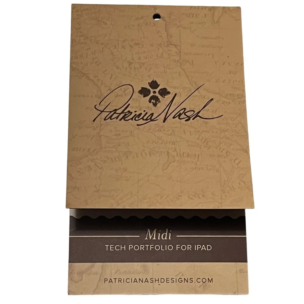 Patricia Nash Tooled Leather Midi Tech Portfolio Florence Tan A81207 NEW